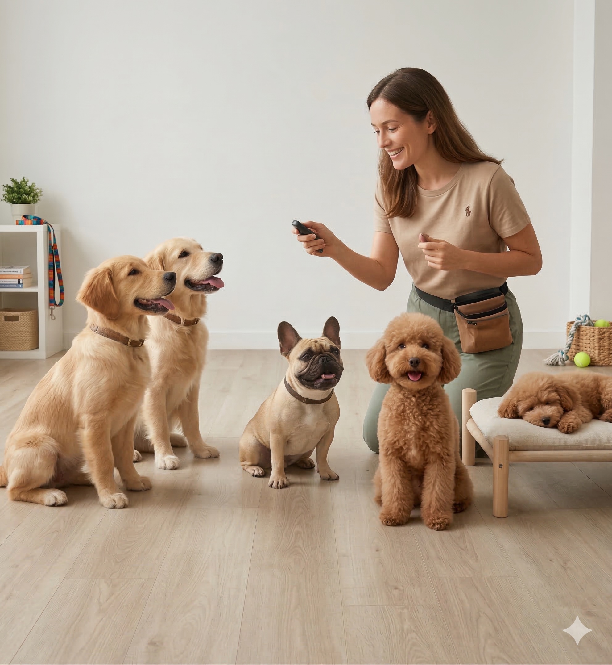 Pet School training session with trainer and dogs